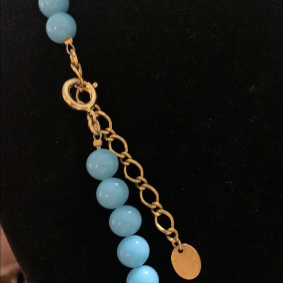Blue and Gold Necklace with Turquoise Beads and Decorative Elements - Picture 5 of 11